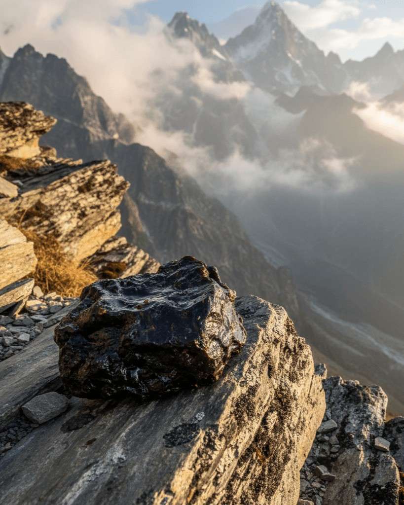 Pure shilajit resin sourced from the Himalayan mountains, authentic natural superfood supplement available to buy in Australia