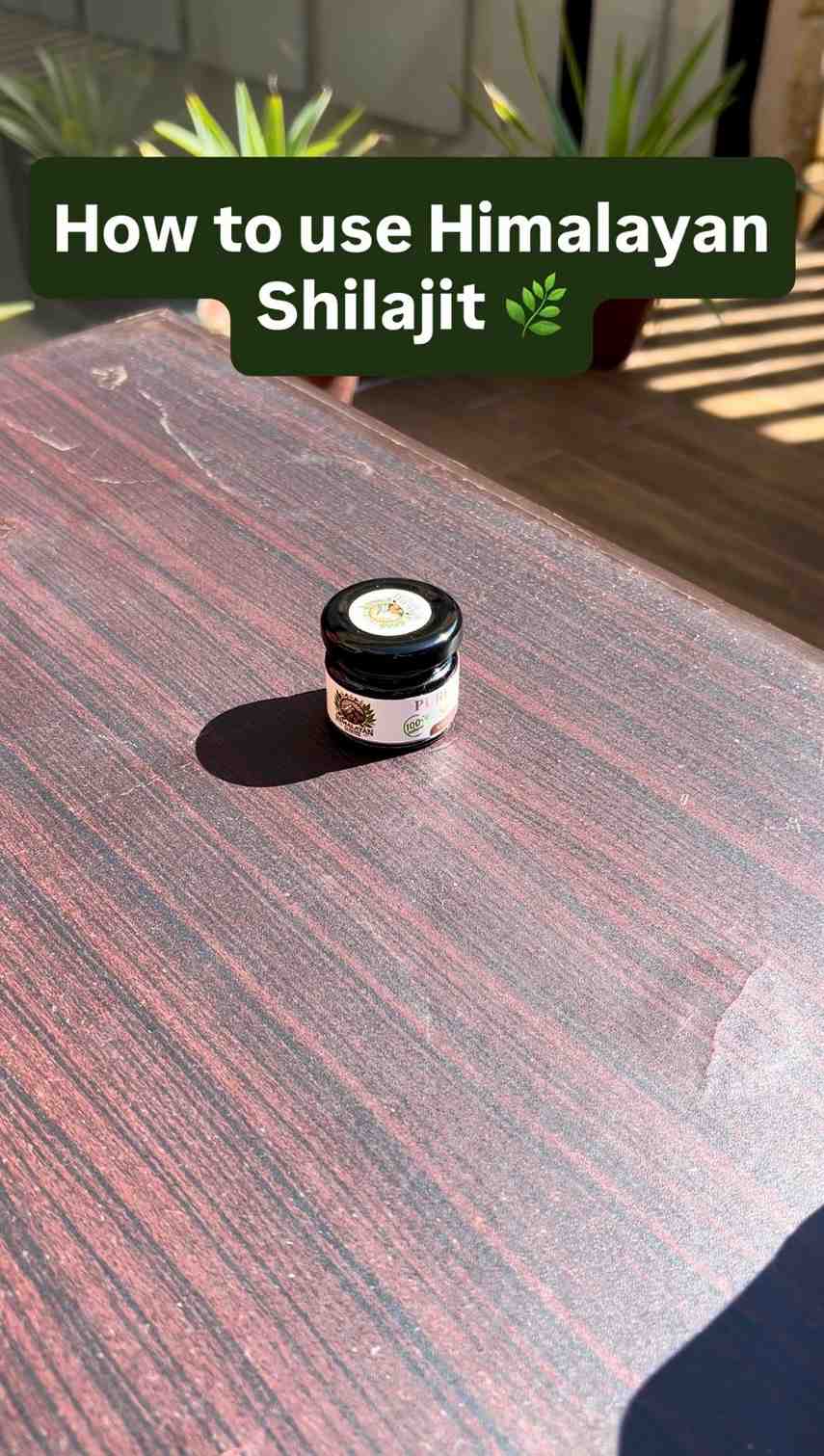 How to use Pure Himalayan Shilajit resin by measuring a small amount with the included stainless steel spoon and dissolving it in warm water.