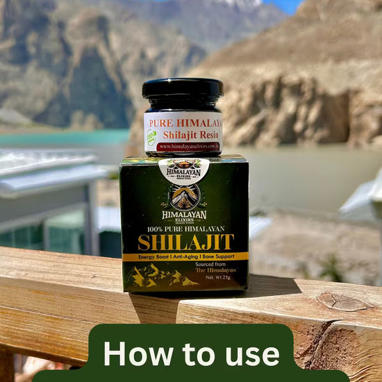 How to use Pure Himalayan Shilajit resin by measuring a small amount with the included stainless steel spoon and dissolving it in warm water.